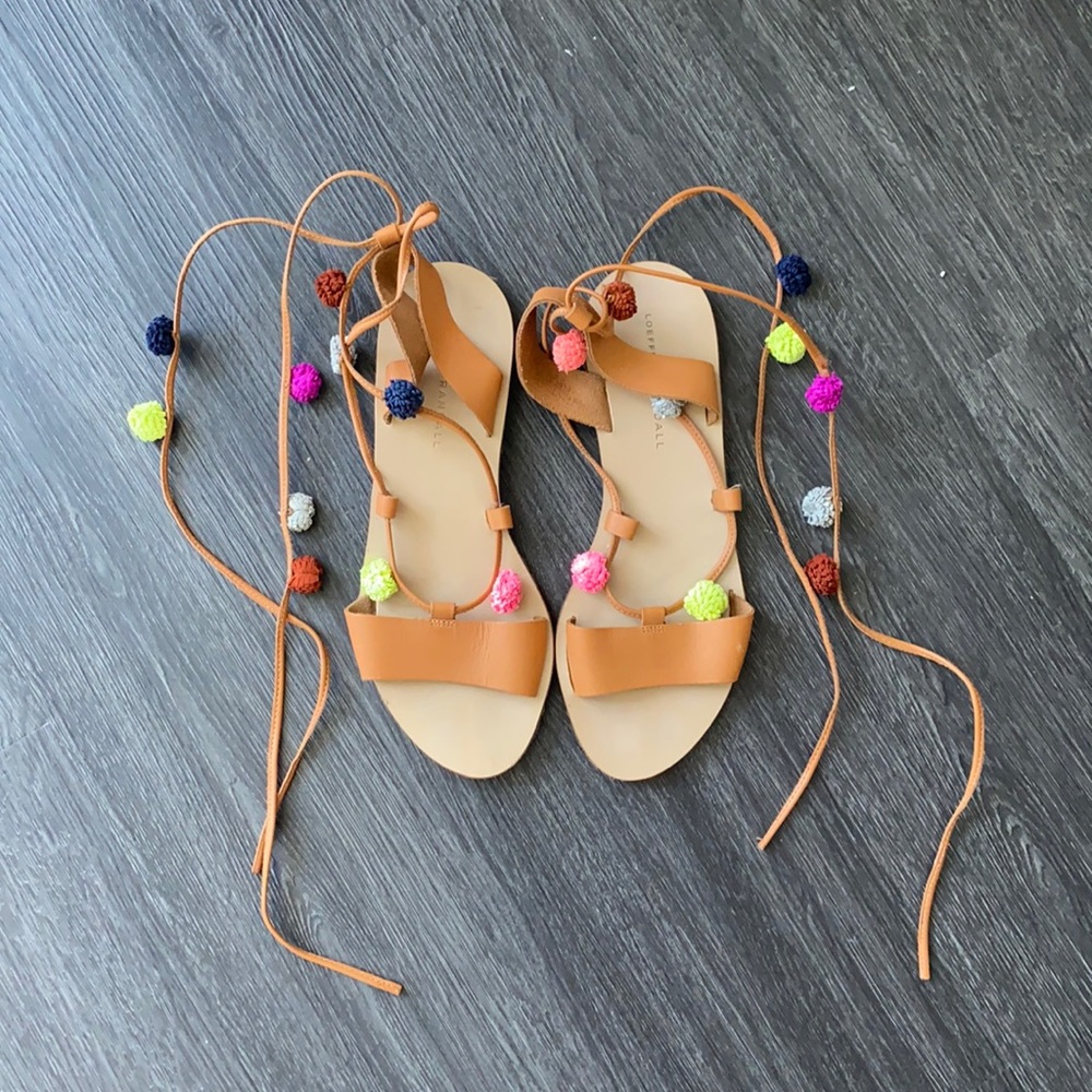 Loeffler Randall Leather Lace Up Sandals, Sz 7.5